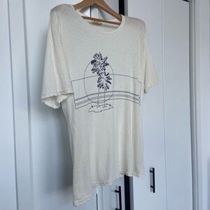 All Things Fabulous - Cotton/Linen Tee Shirt - Made Venice CA - Size S Ivory